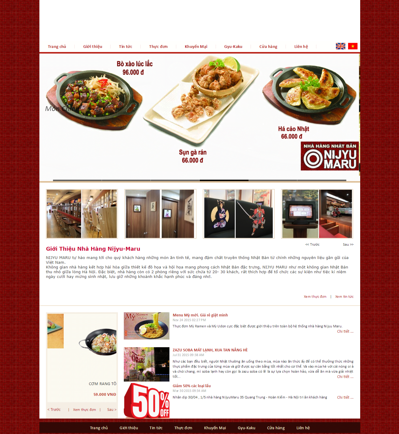 Website nhà hàng Nhật Bản