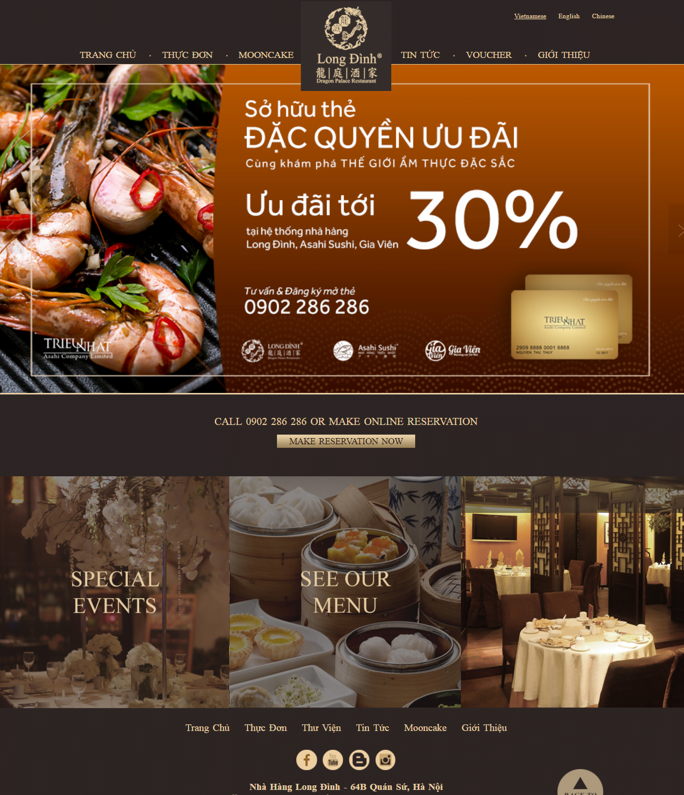 Website nhà hàng Long Đình