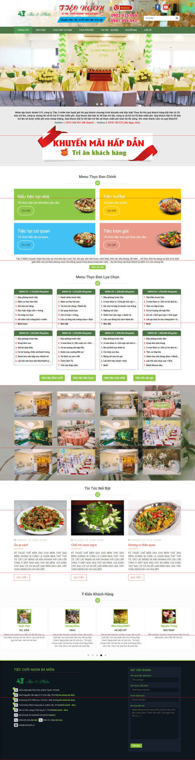 Website dịch vụ tiệc