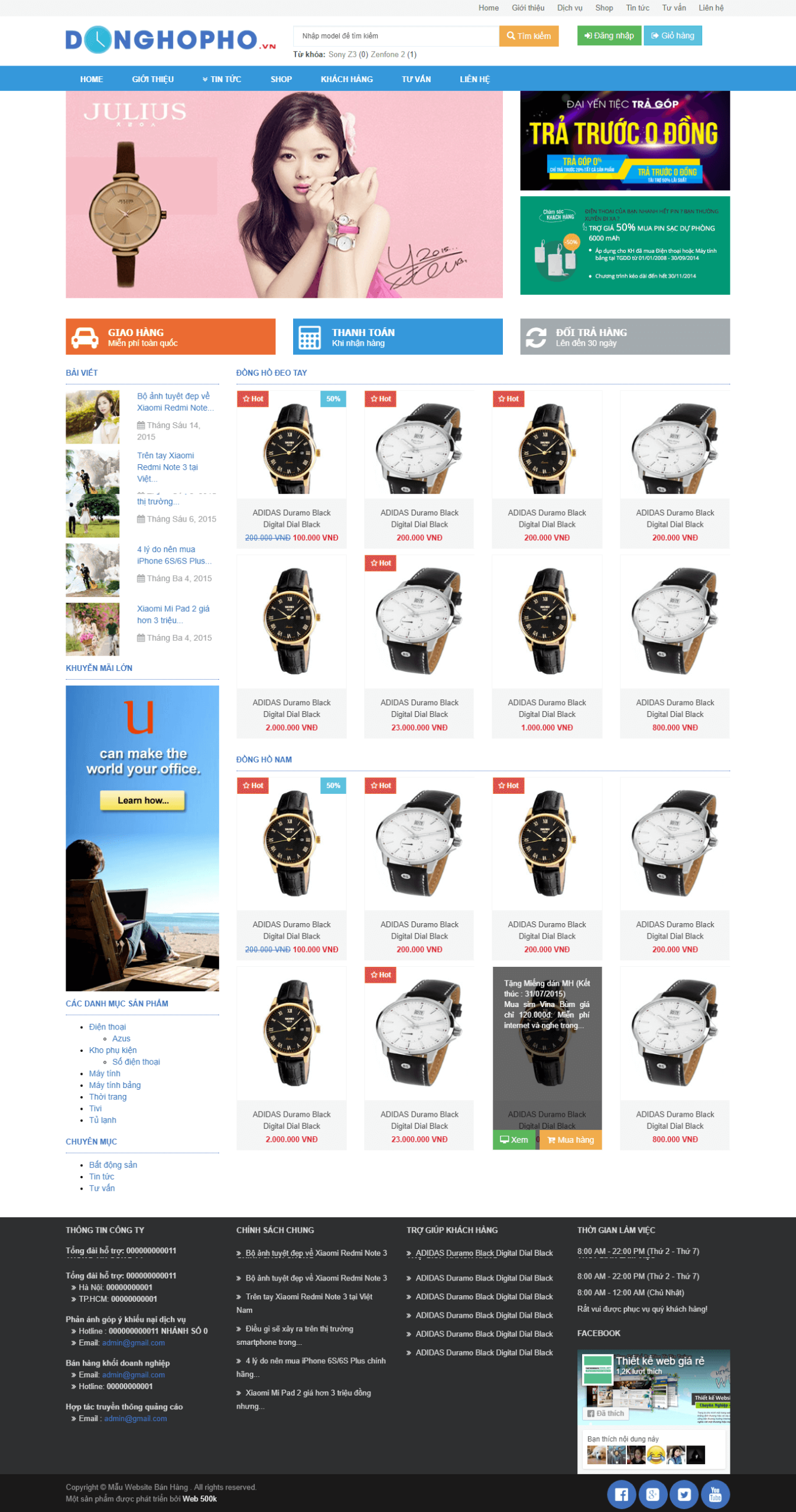 Mẫu website Thời Trang 06 (Đồng Hồ)