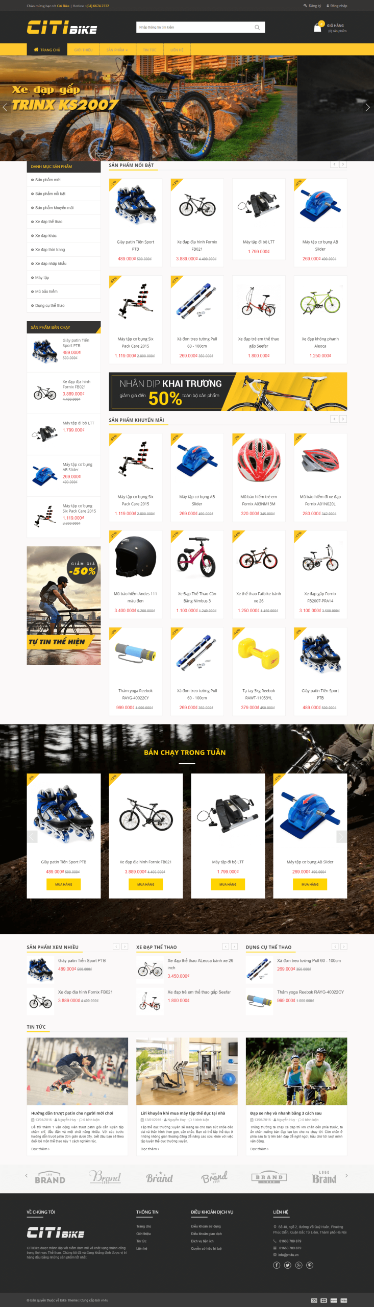 Mẫu website Bán Xe Đạp