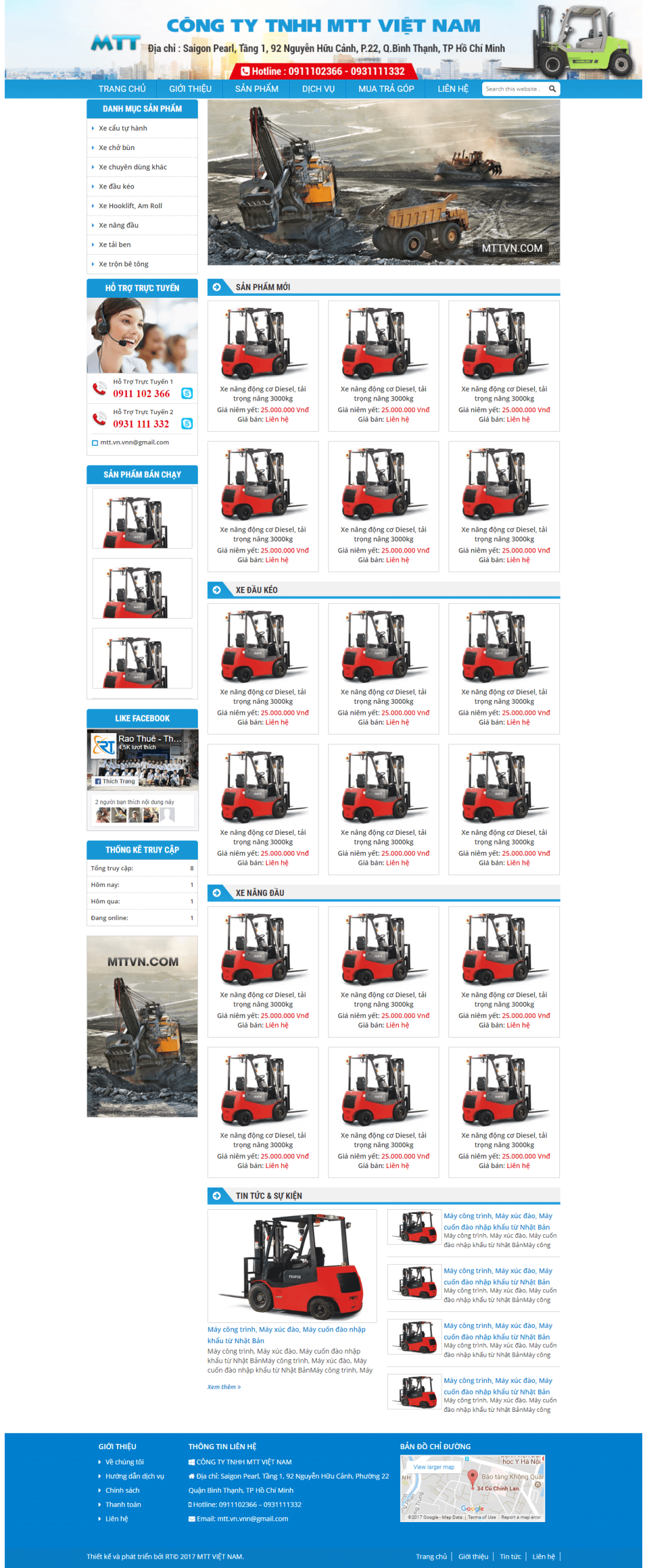 Mẫu website Xe Công Nghiệp