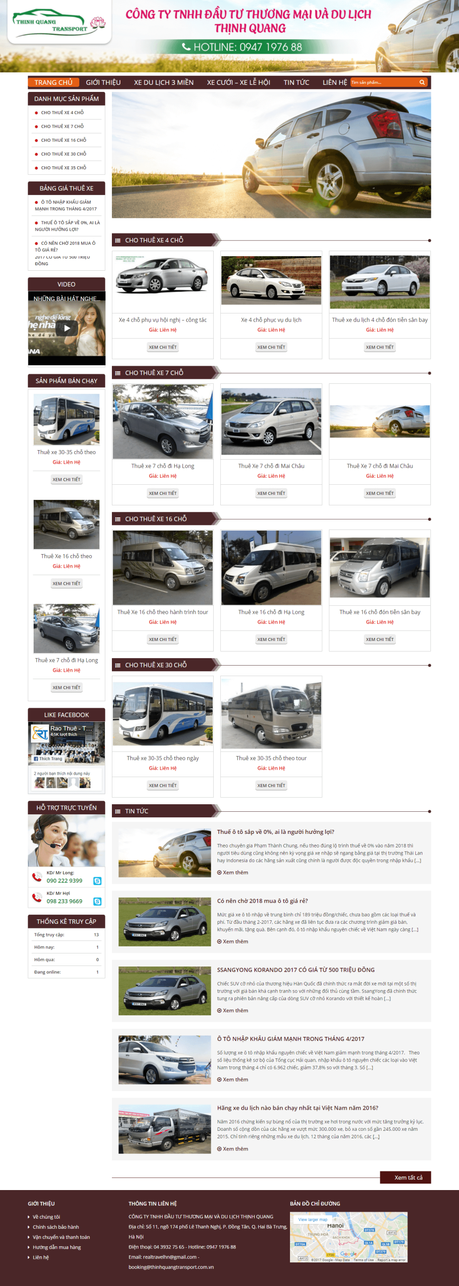 Mẫu website Cho Thuê Xe Ô Tô