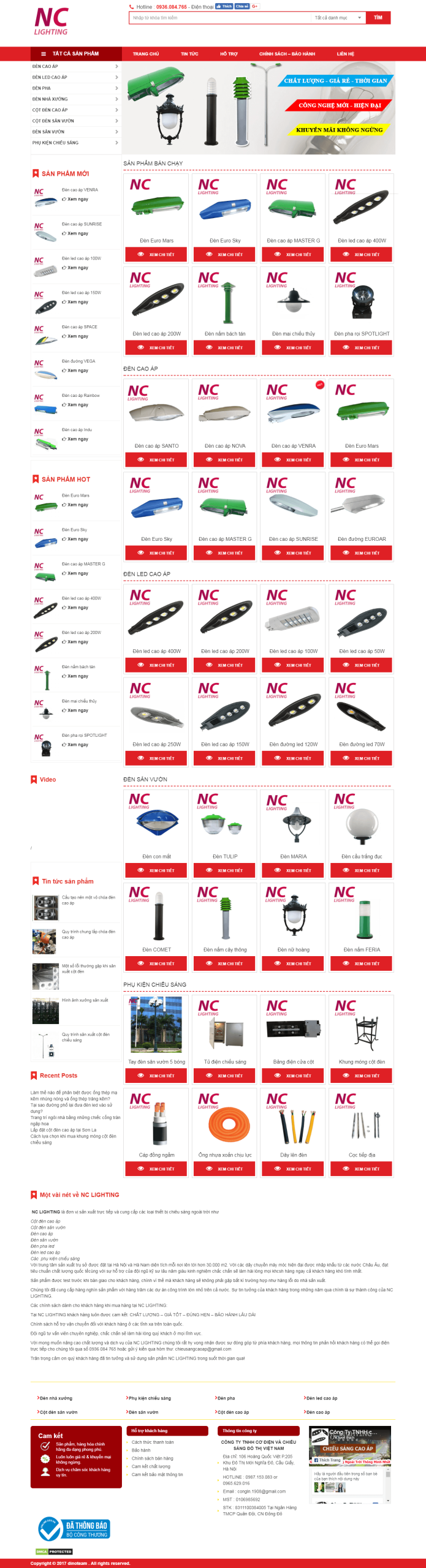 Mẫu website đèn chiếu sáng