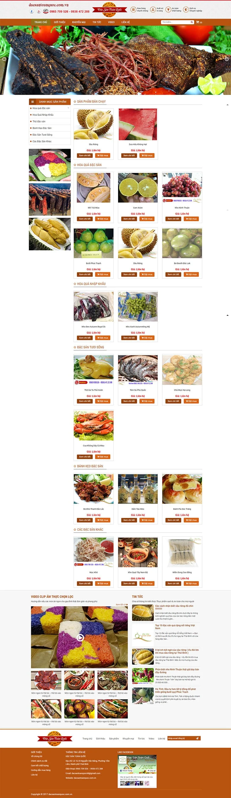 Mẫu website bán hàng đặc sản toàn quốc