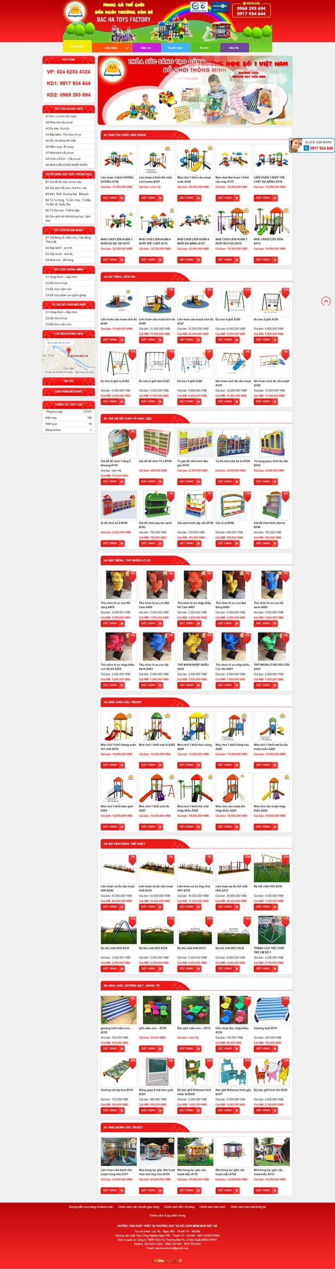Mẫu website bán dụng cụ đồ chơi cho nhà trẻ