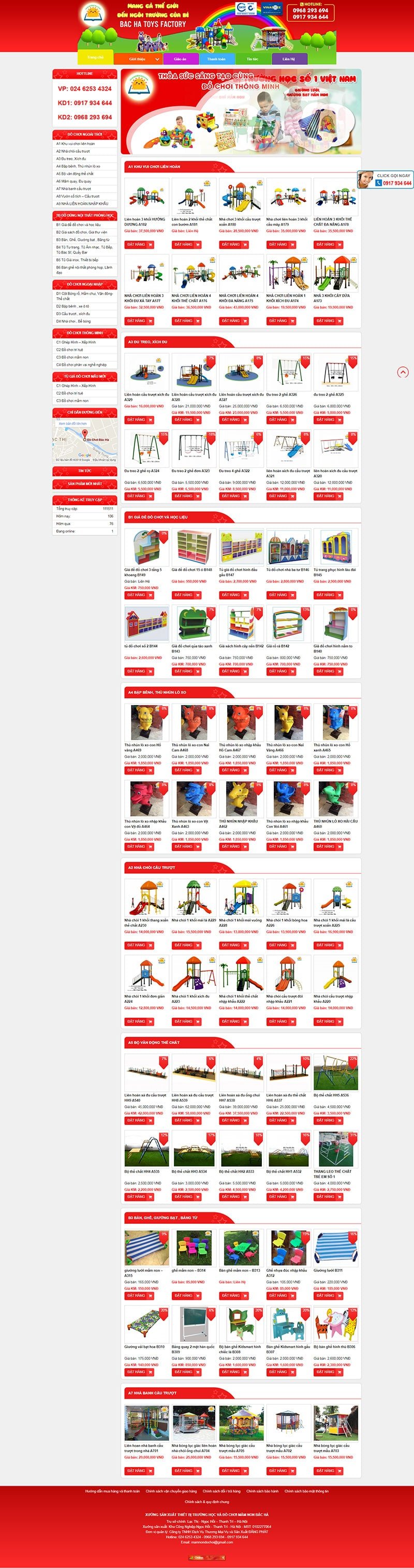 Mẫu website bán dụng cụ đồ chơi cho nhà trẻ