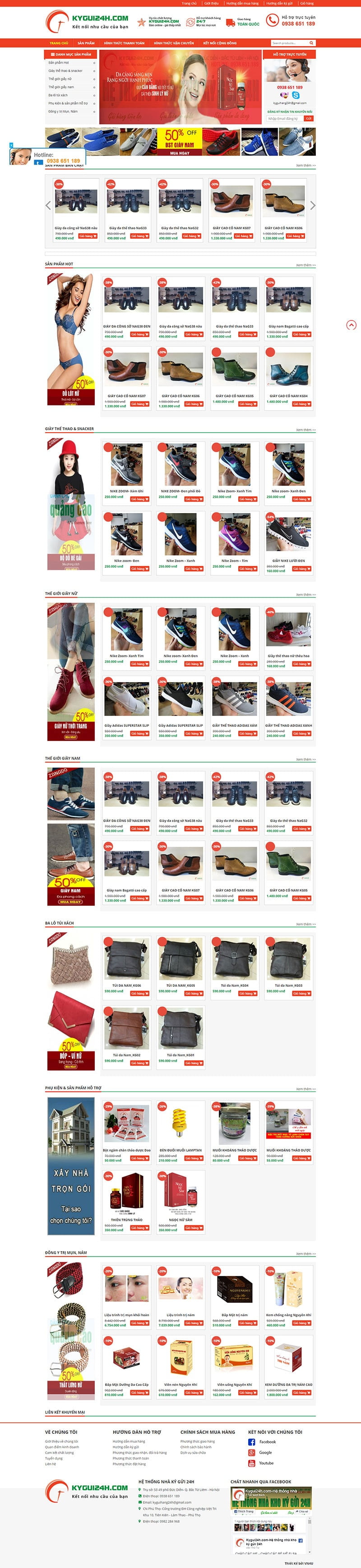 Mẫu web site bán hàng đa dụng giầy,túi,sản phẩm