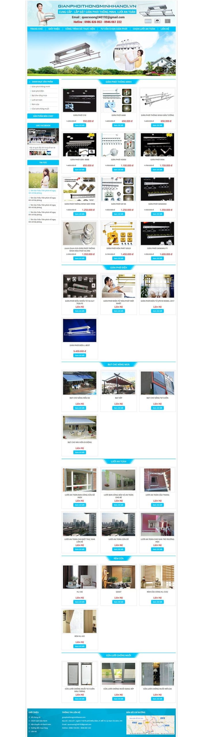 Mẫu website bán hàng giàn phơi thông minh