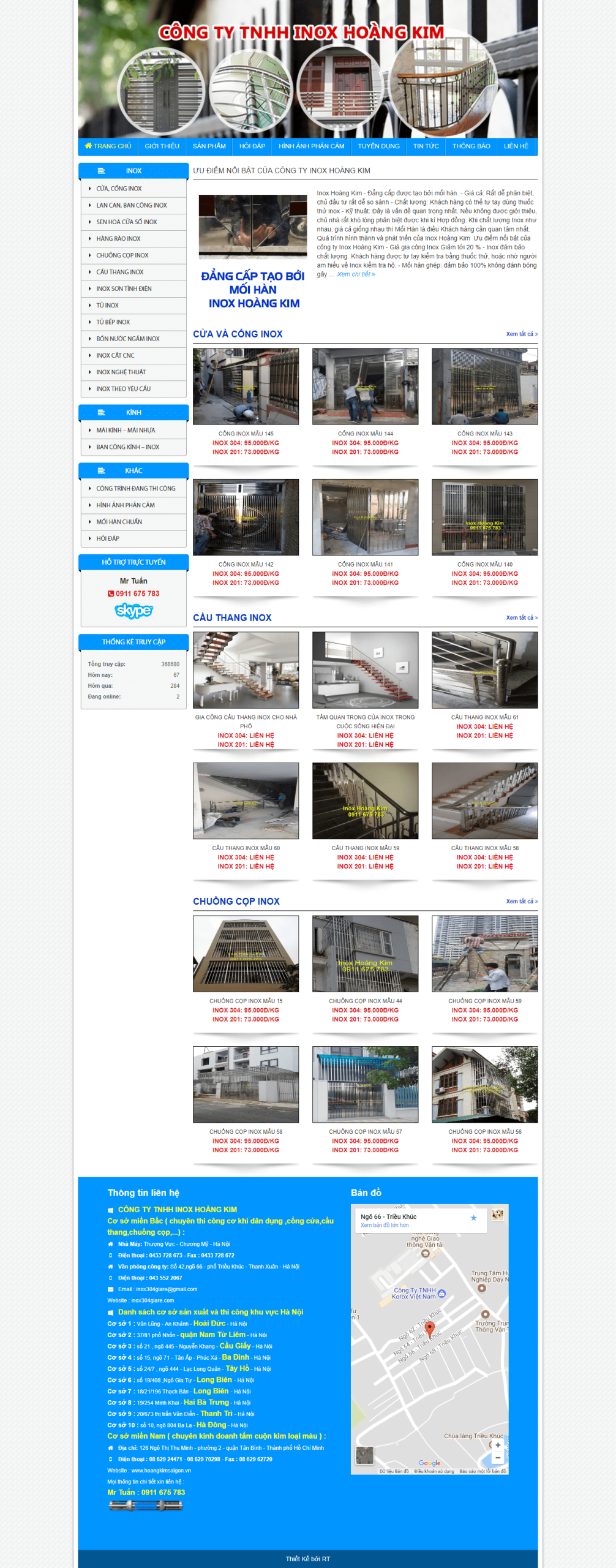 Mẫu Website Bán Cửa Inox