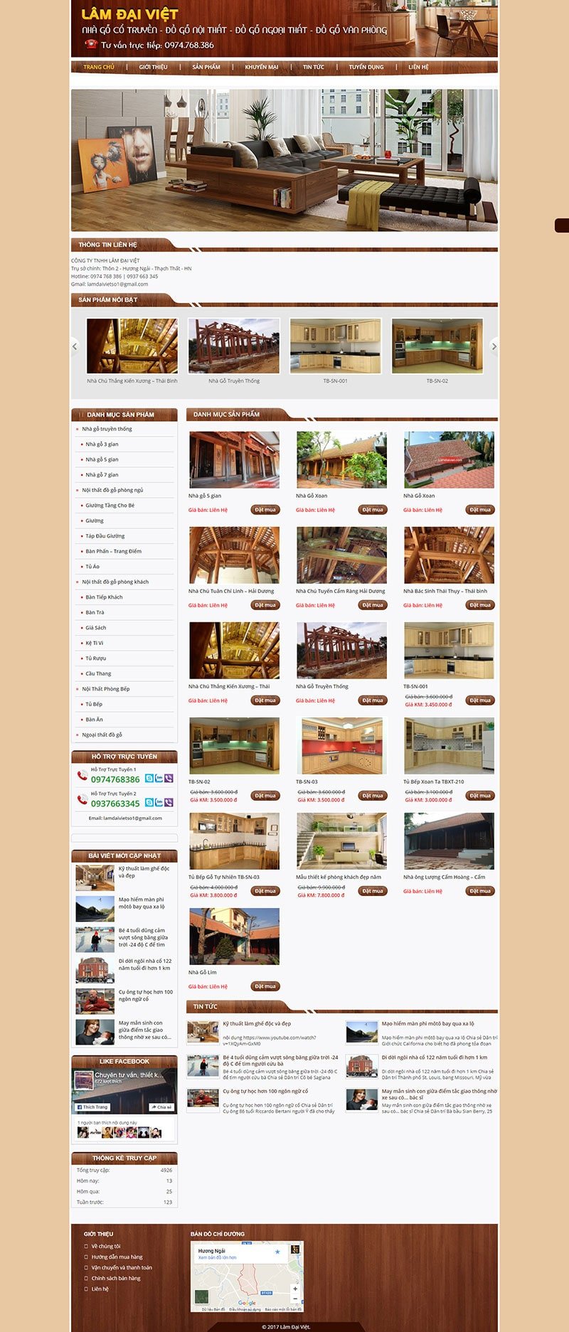 Mẫu website bán hàng đồ gỗ nội thất