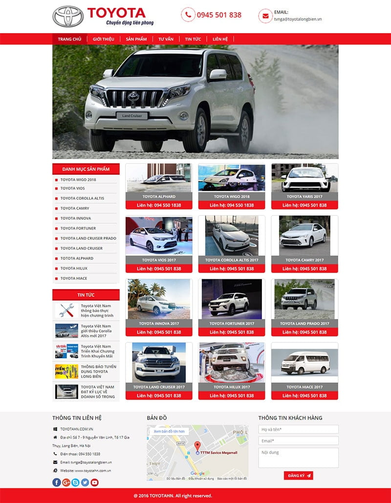 Mẫu website bán ô tô toyota