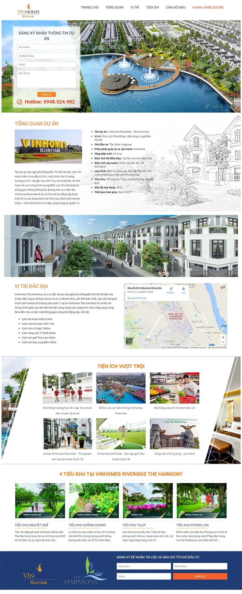 Mẫu website bán bất động sản vinhomes