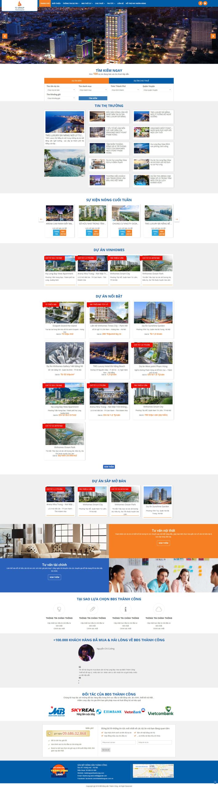Mẫu website bất động sản cho nhiều dự án 2