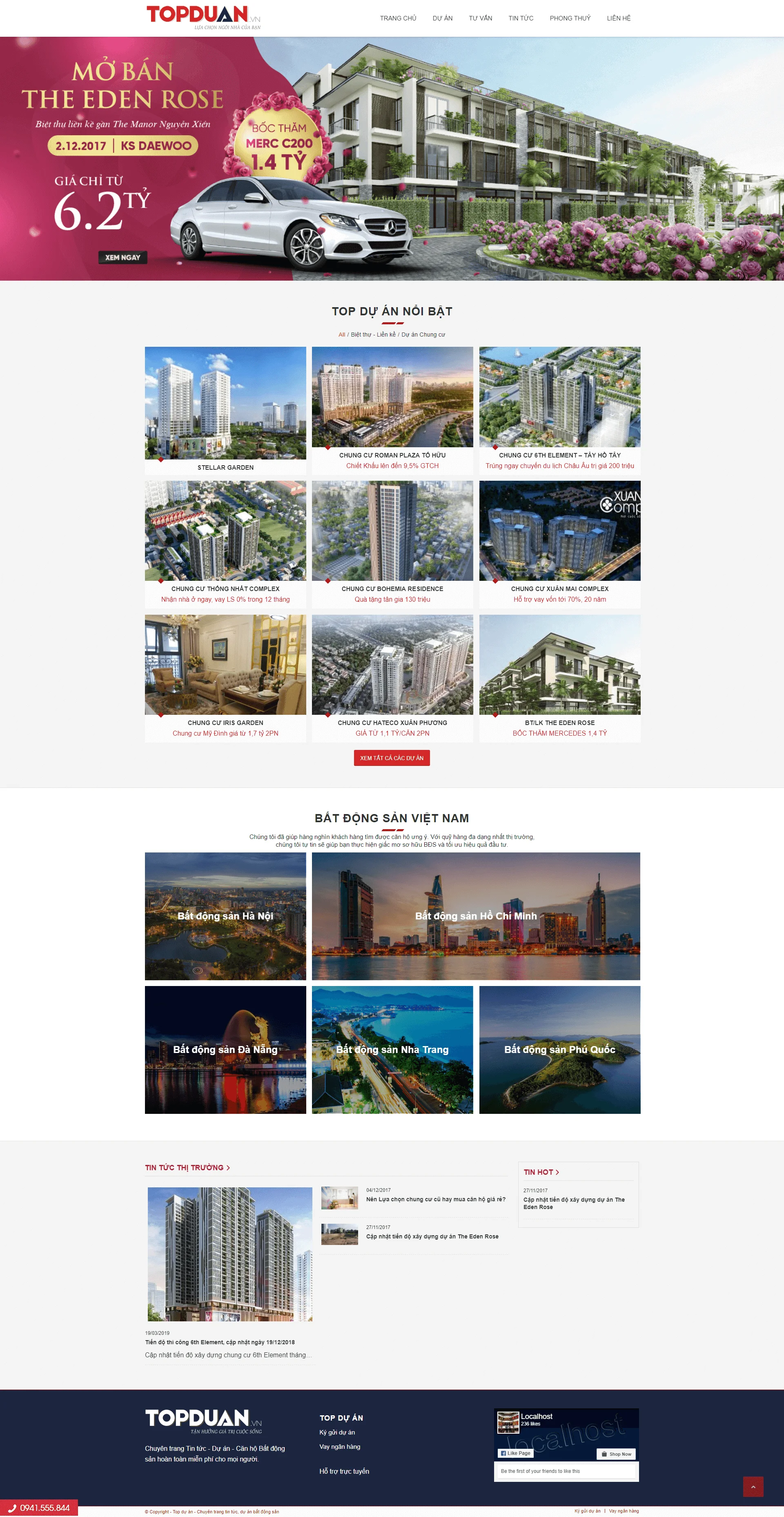 Mẫu website bất động sản cho nhiều dự án