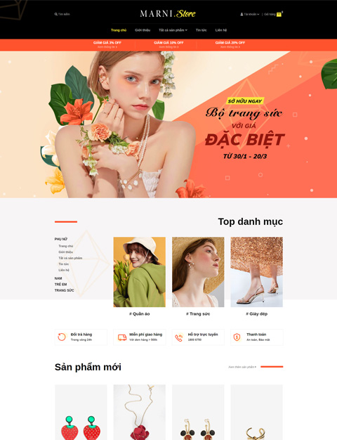 Mẫu Website Thời Trang Phụ Kiện, Boutique