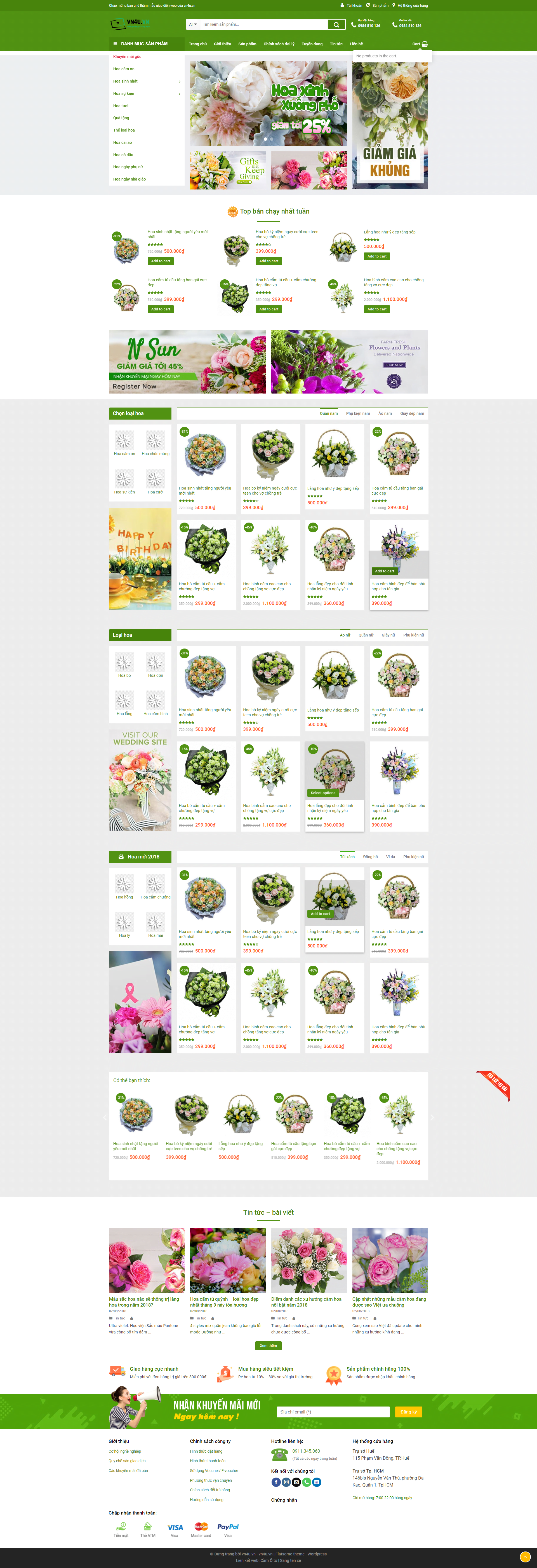 Mẫu website cửa hàng bán hoa