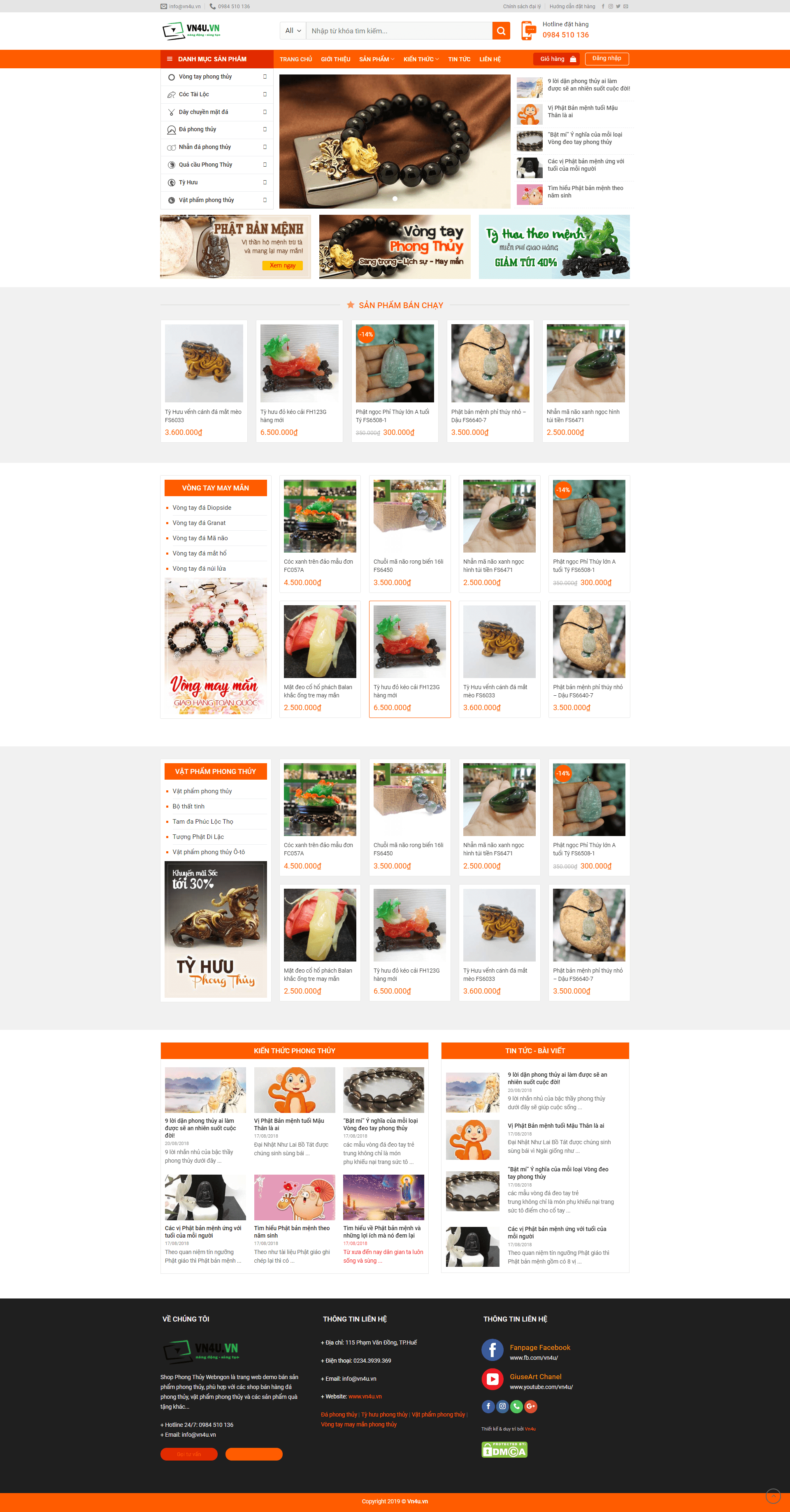 Mẫu website bán sản phẩm phong thủy