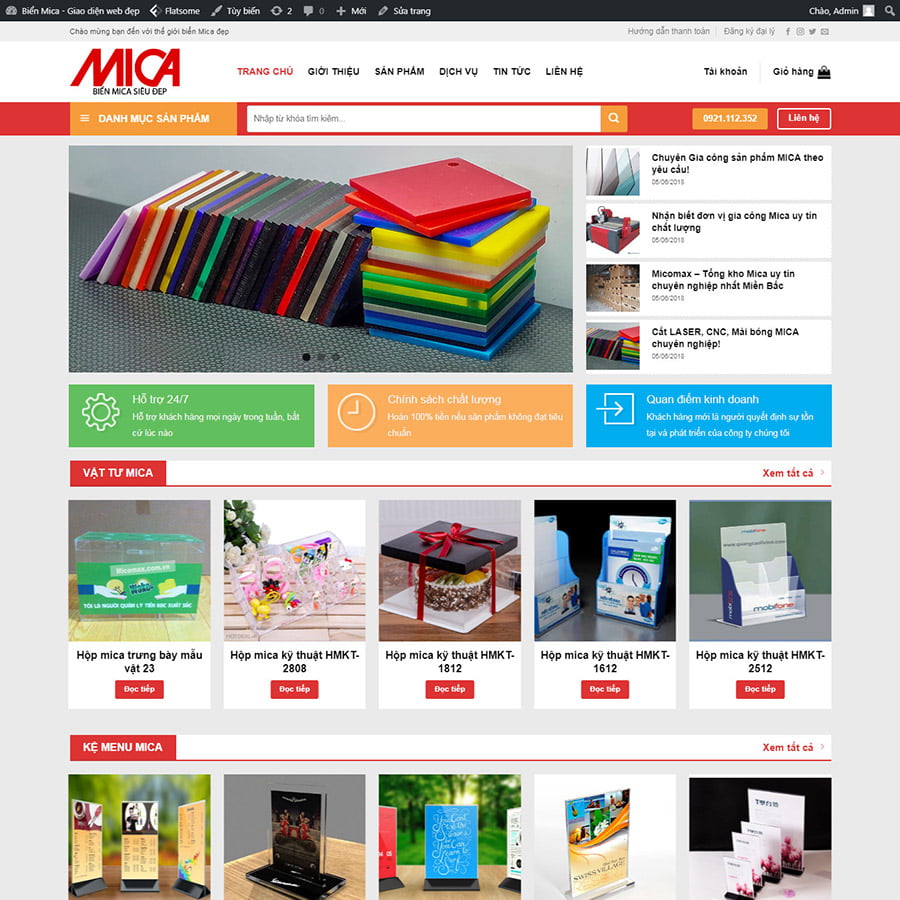 Mẫu web bán sản phẩm Mica