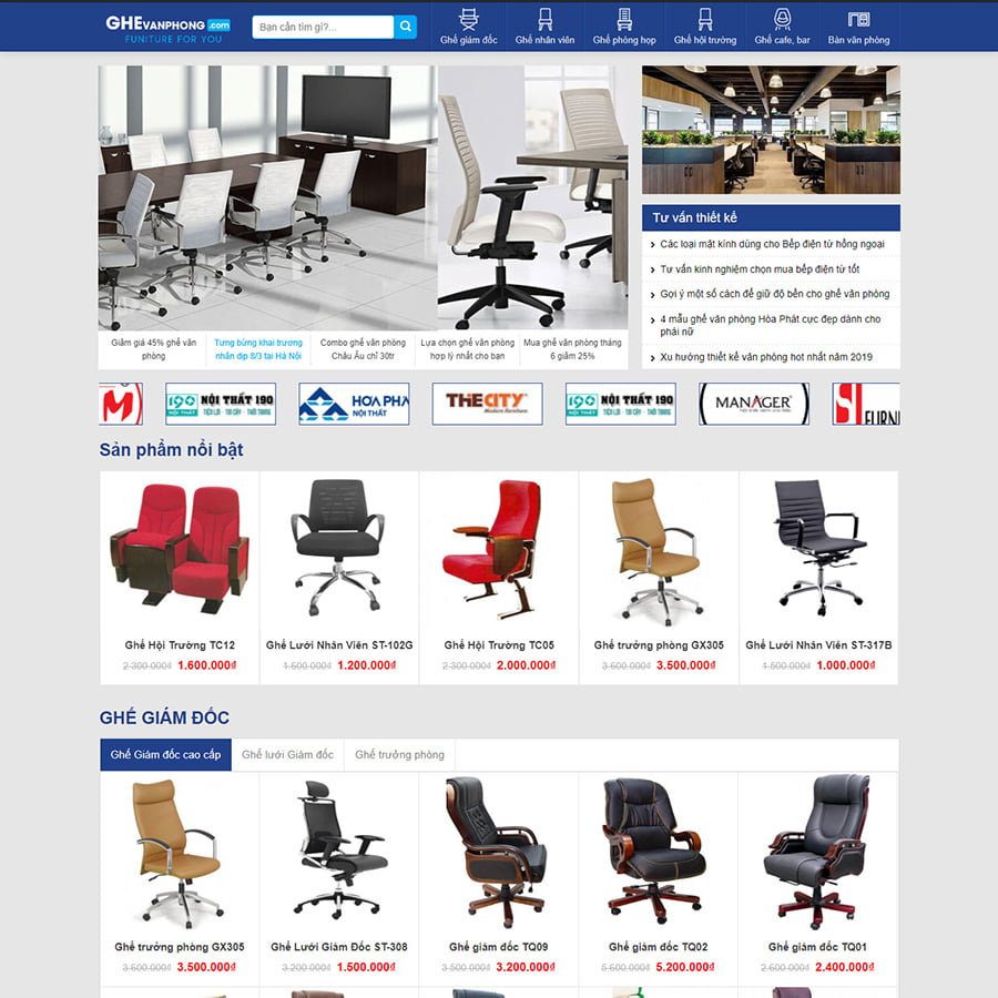 Mẫu website bán ghế văn phòng