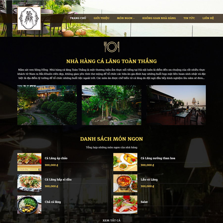 Mẫu website nhà hàng 02