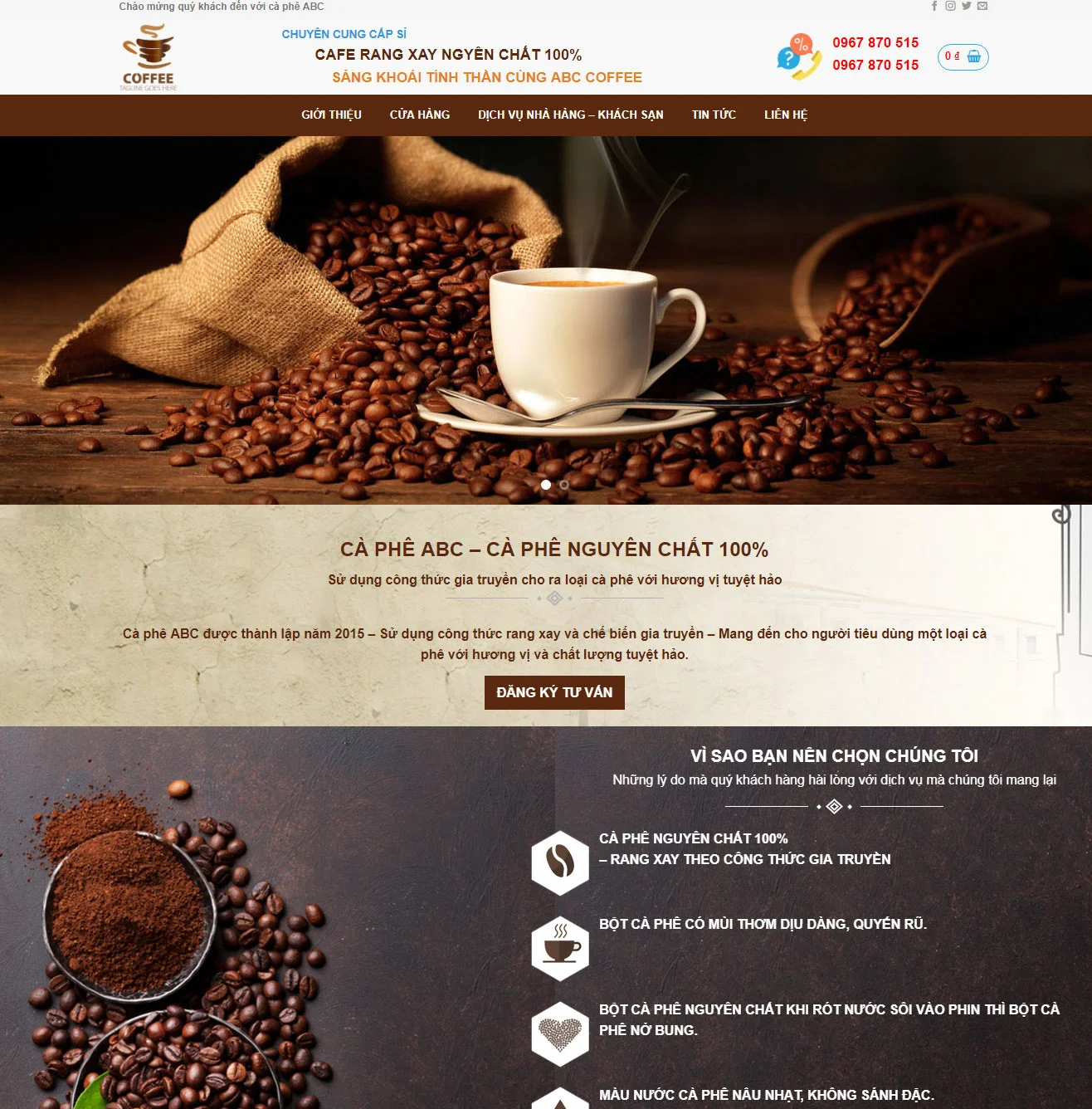 Theme wordpress bán cà phê 01