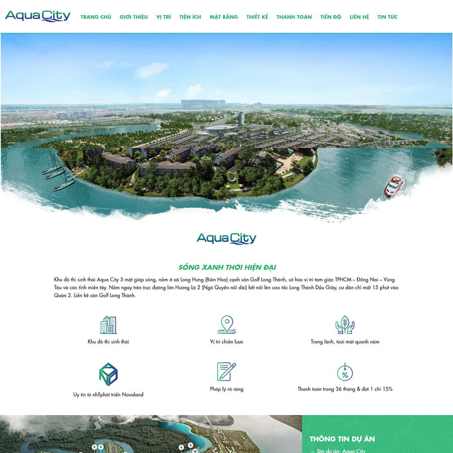 Theme WordPress landing page BĐS Aqua City