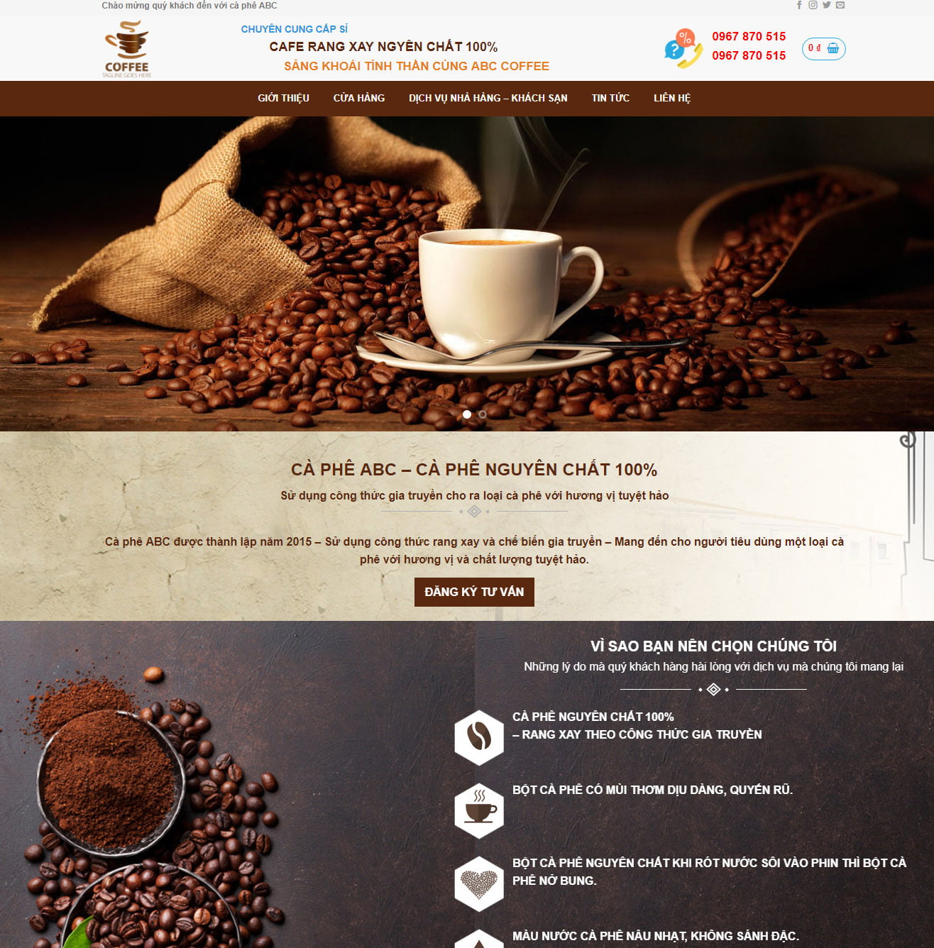 Web bán cà phê
