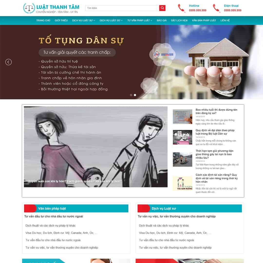 Mẫu website công ty luật được thiết kế theo phong cách chuyên nghiệp