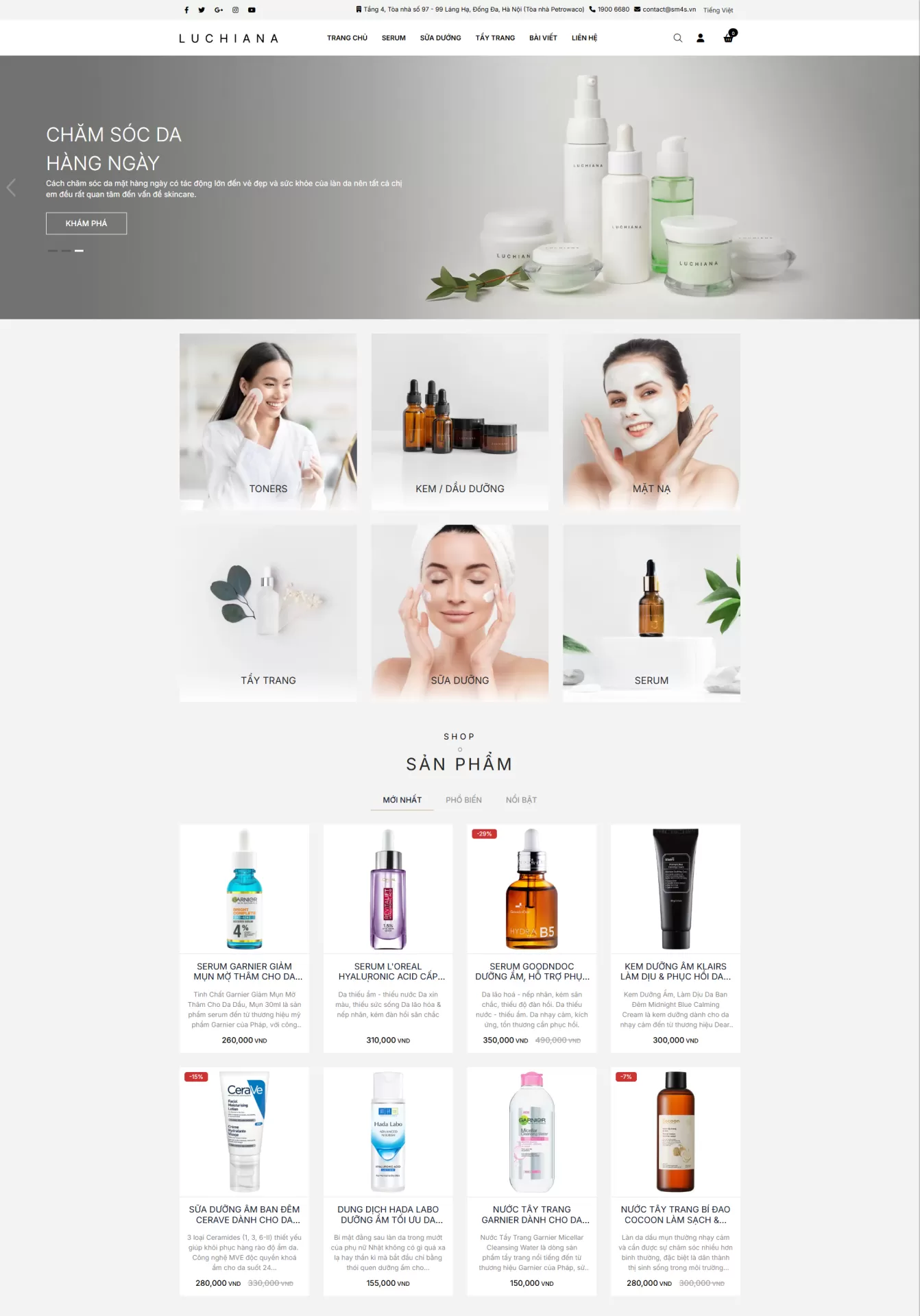 Mẫu Template Website Mỹ Phẩm skinna