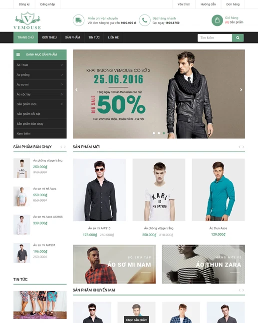Mẫu Website, Template Đẹp Cho Shop Quần Áo nam