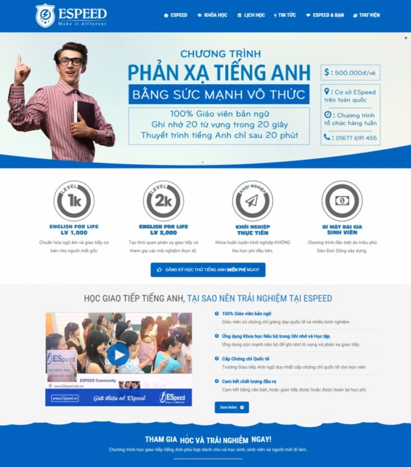 Thiết Kế Website Trung Tâm Ngoại Ngữ