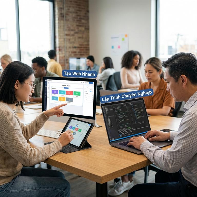 So Sánh Công Cụ Tạo Website Kéo Thả Và Công Cụ Làm Web Chuyên Nghiệp