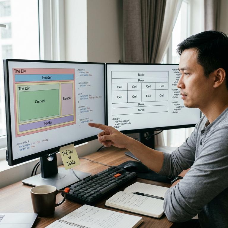 So Sánh Layout Trong Thiết Kế Web Giữa Thẻ Div Và Table