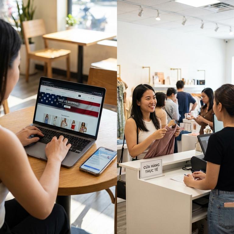 So Sánh Web Bán Hàng Online Mỹ Và Cửa Hàng Trực Tiếp